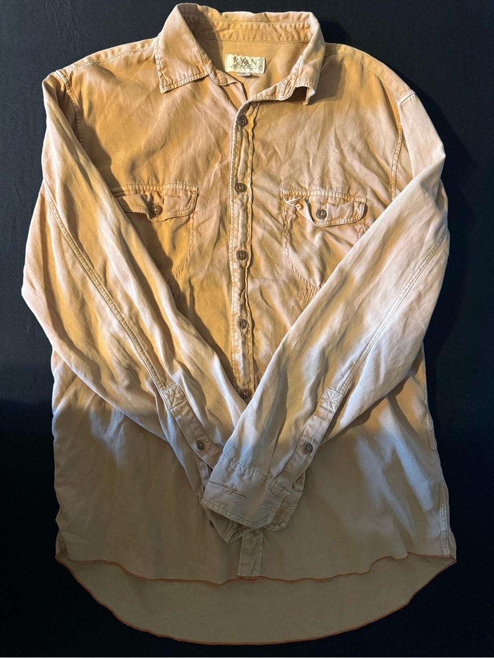 Relaxed Button-Front Shirt Jacket in Light Beige by RANC